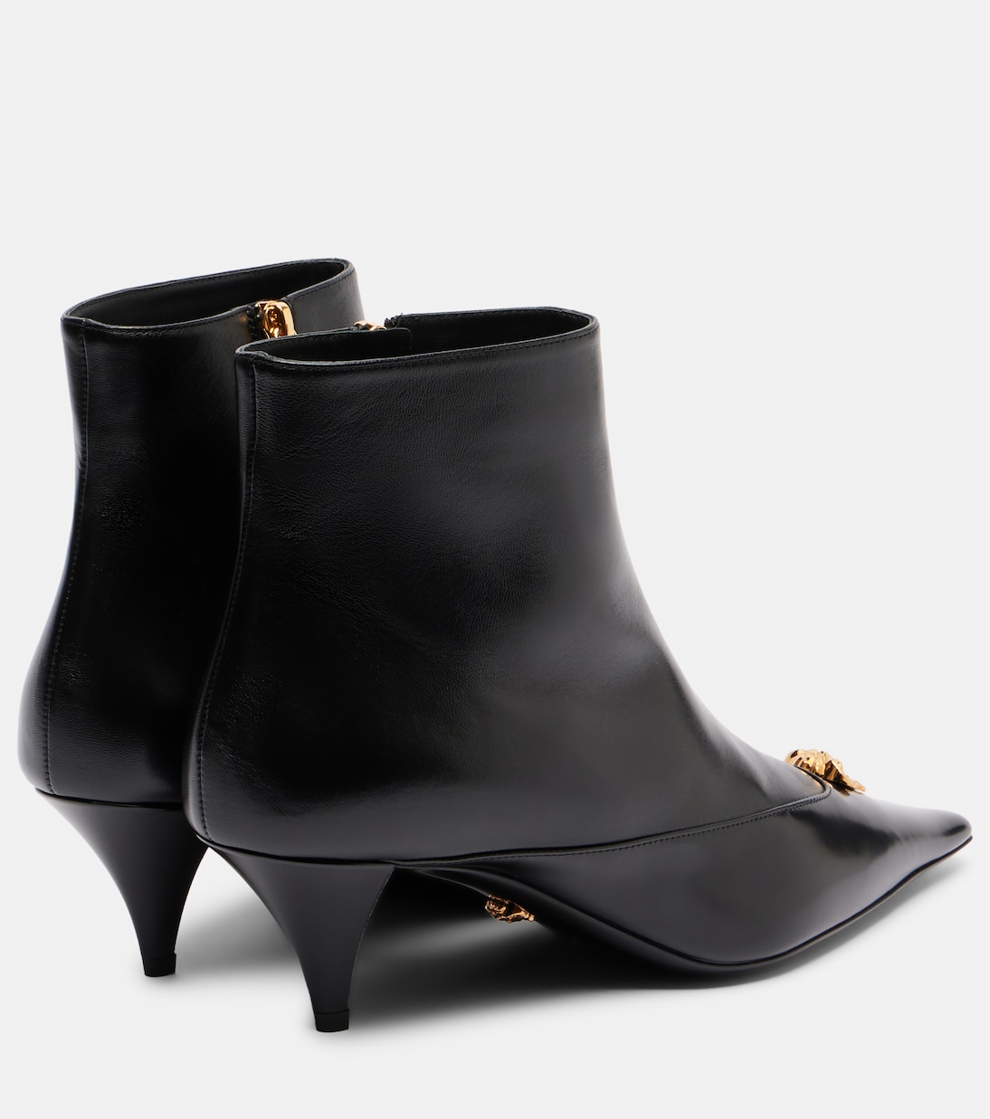Кожаные ботильоны La Medusa 55 Versace, Black+Versace Gold — фото 2