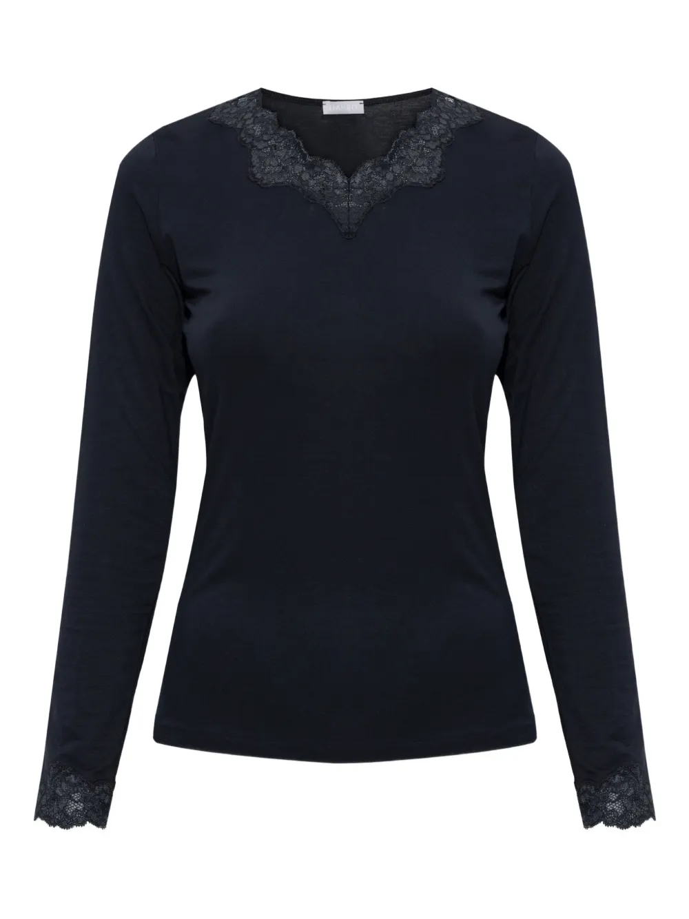 

Топ с длинными рукавами и кружевной отделкой Hanro, черный