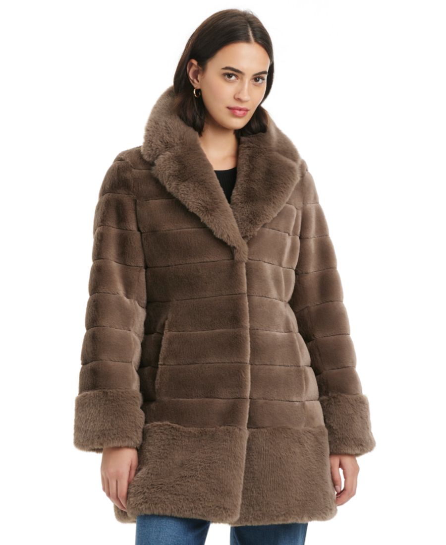 

Женское пальто с воротником-стойкой из искусственного меха, размеры P/XXS-XXL Jones New York, Mink