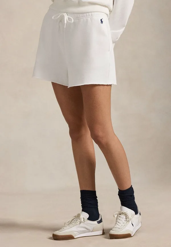 Легкие флисовые короткие спортивные штаны на шнуровке Polo Ralph Lauren, White