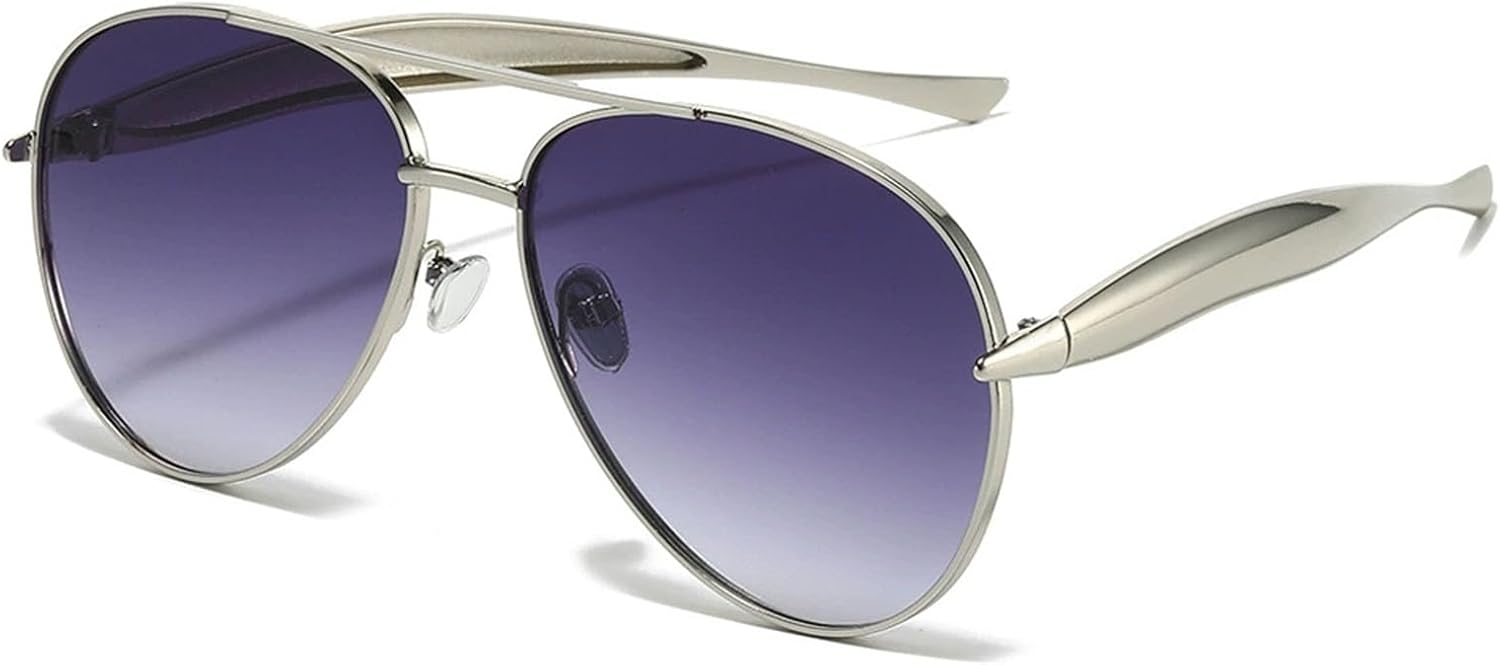 

Женские солнцезащитные очки с двойной перемычкой, овальной формы, металлической оправой, защитой от УФ-излучения UV400, модные ретро-очки для вождения, путешествий и пляжа Bubmari, G