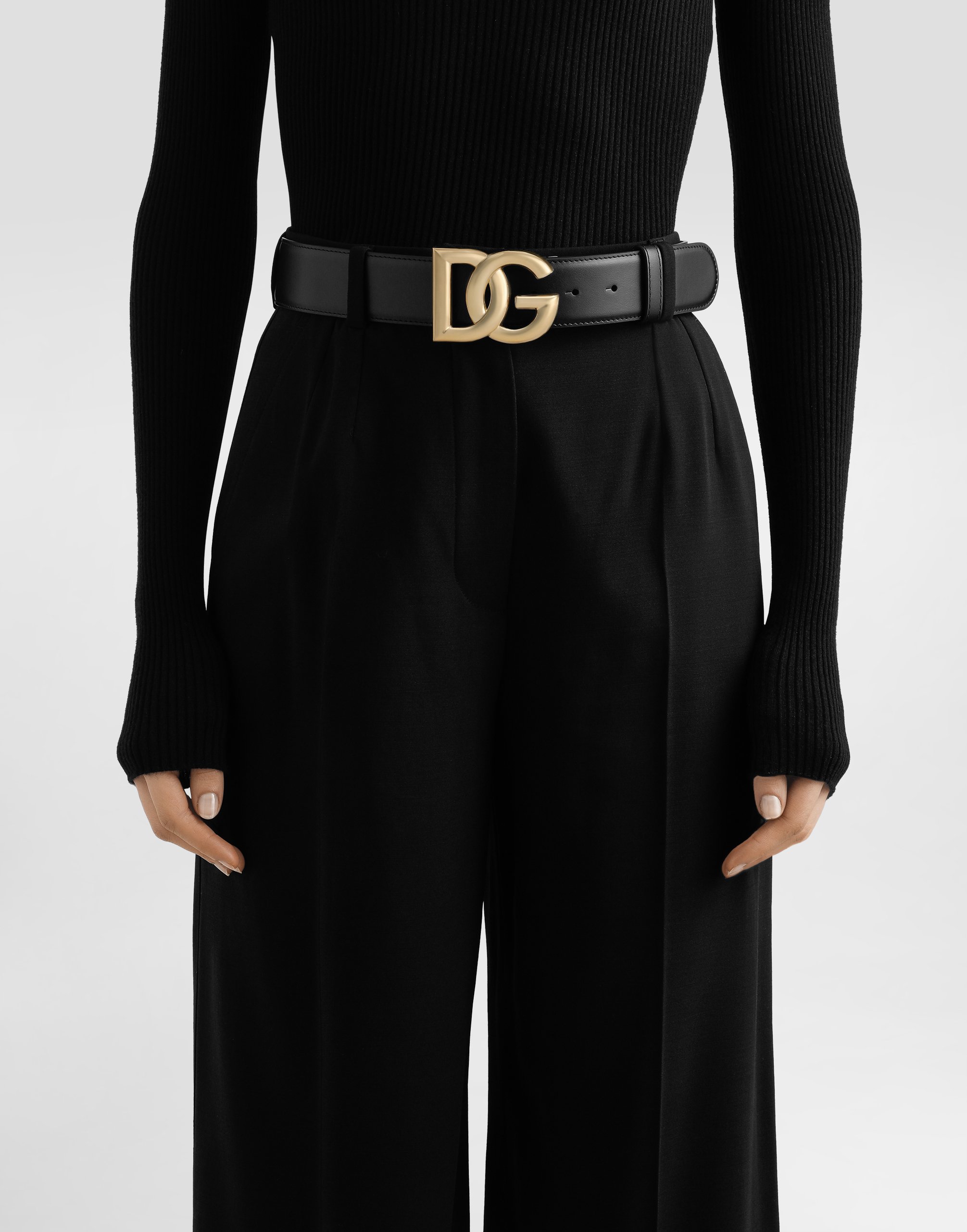 Ремень из телячьей кожи с логотипом dg Dolce & Gabbana, черный — фото 2