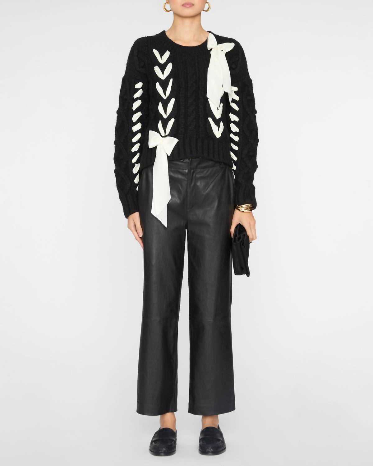 

Вязаный пуловер Parson Bow в цвете Midnight Noel LoveShackFancy, midnight noel