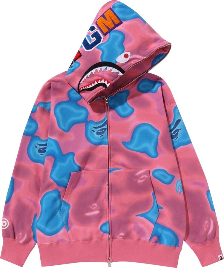 

Худи BAPE Liquid Camo Shark Relaxed Fit Full Zip 'Pink', розовый