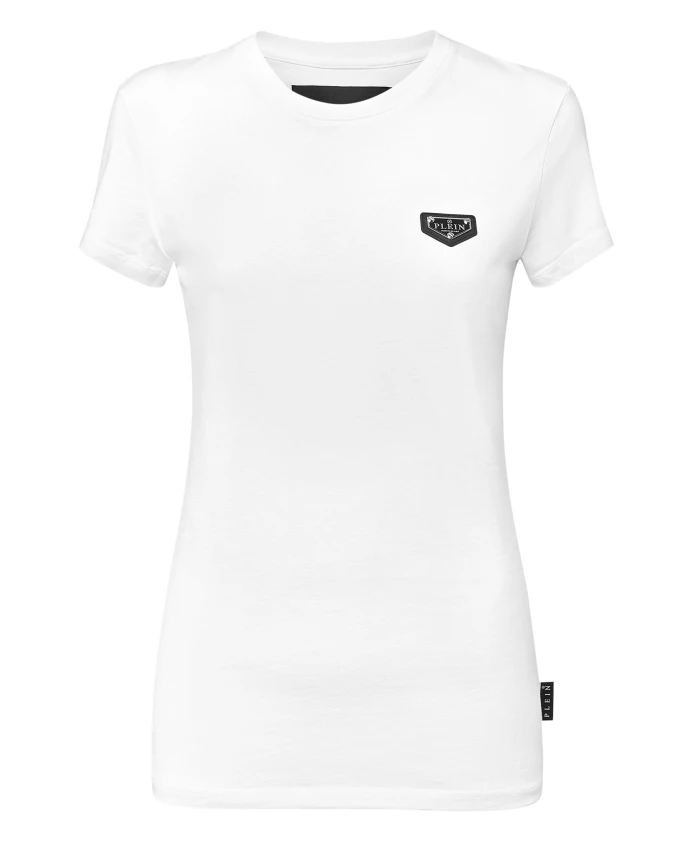 

Футболка приталенного кроя, культовый дизайн, плиссировка Philipp Plein, белый