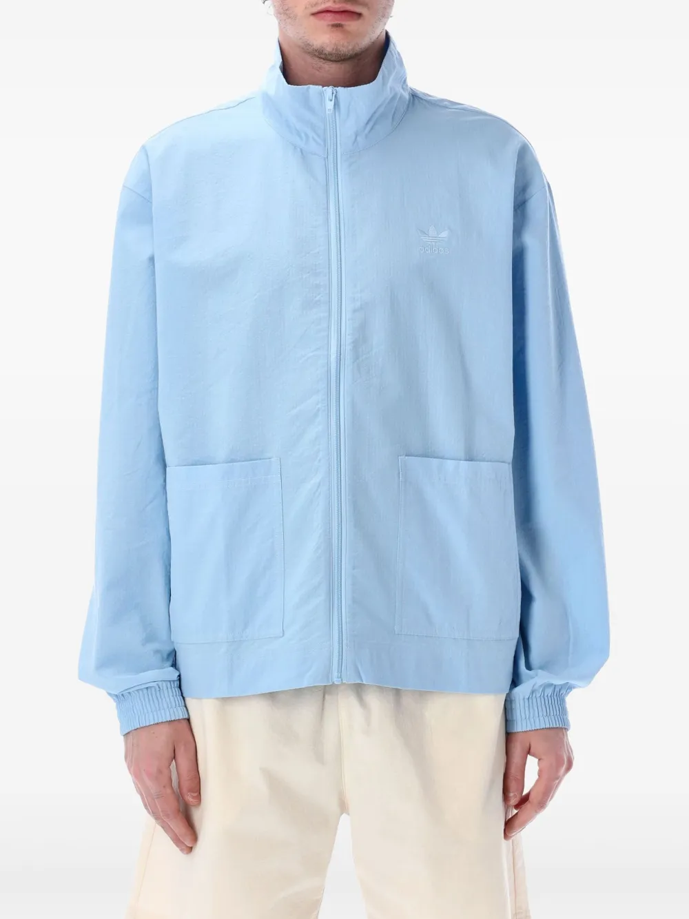 

Бомбер из сирсакера Adidas, синий