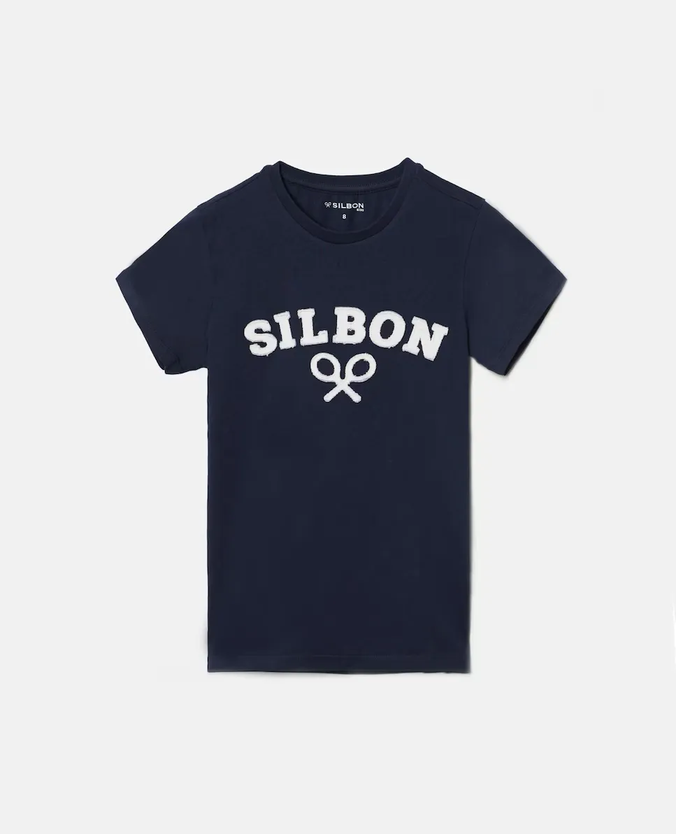 

Детская футболка с рисунком спереди Silbon, темно-синий