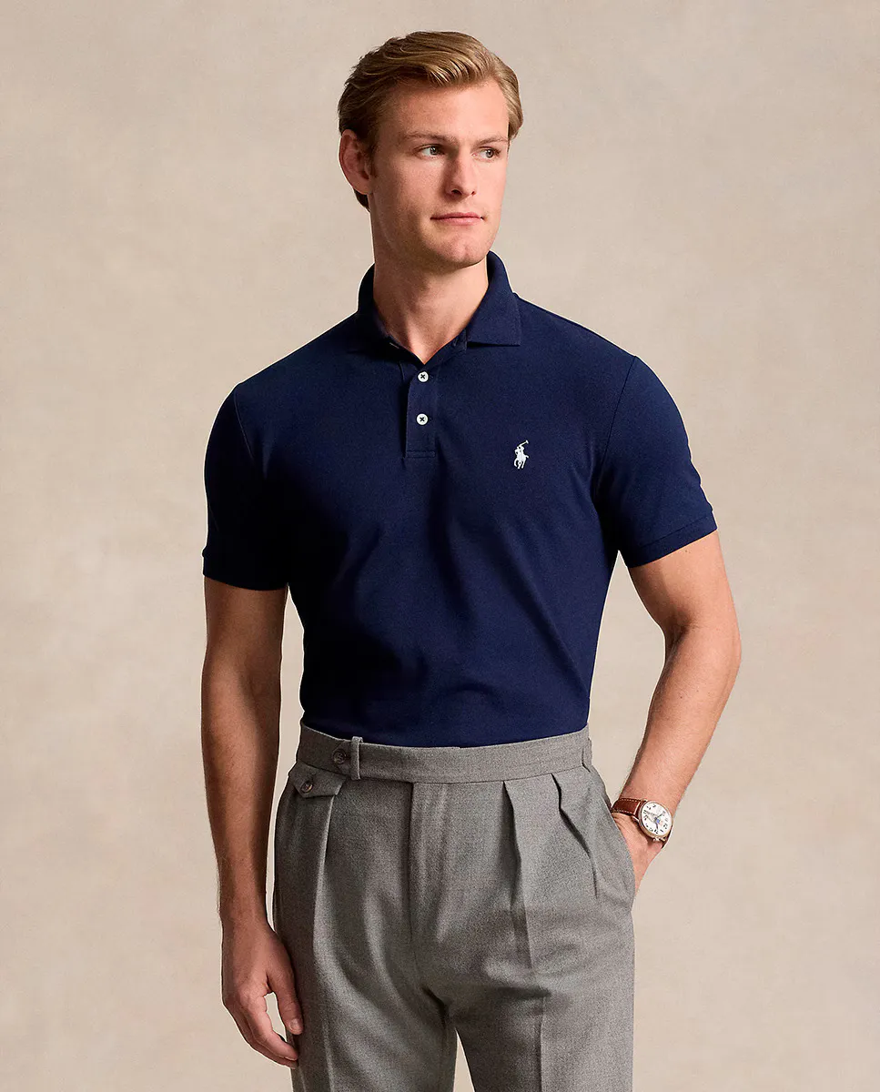 

Мужская рубашка-поло стрейч стандартного кроя Polo Ralph Lauren, темно-синий