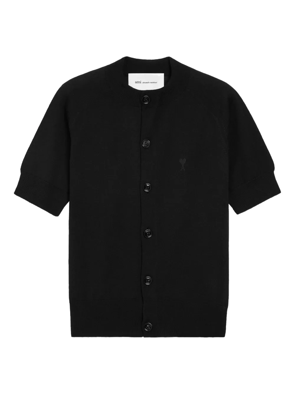 

Кардиган с короткими рукавами и вышитым логотипом Ami Paris, черный