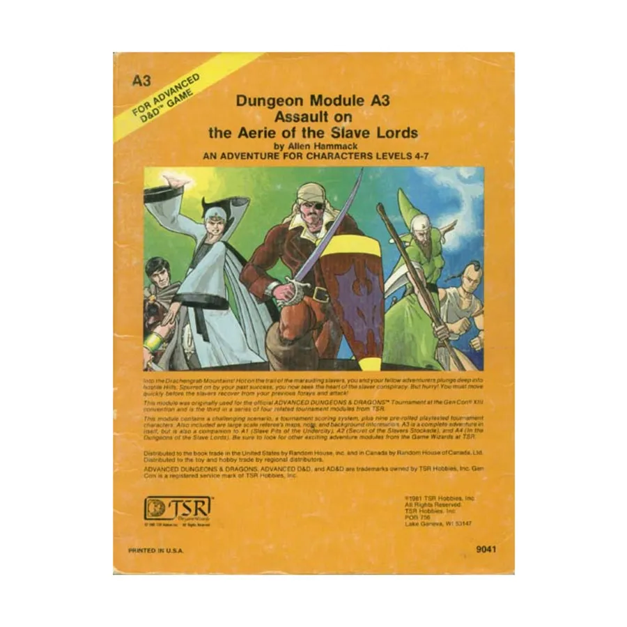 

Модуль Assault on the Aerie of the Slave Lords (1st Printing), Advanced Dungeons & Dragons (1st Edition) - Modules & Adventures - A Series