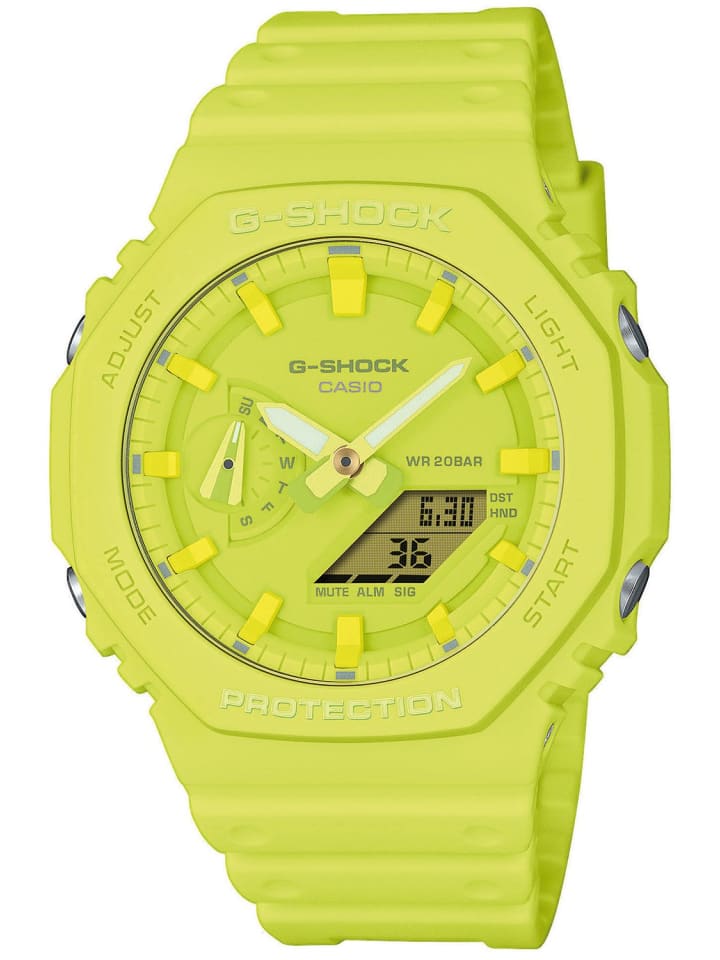

Casio Классические аналогово-цифровые часы G-Shock желтого цвета