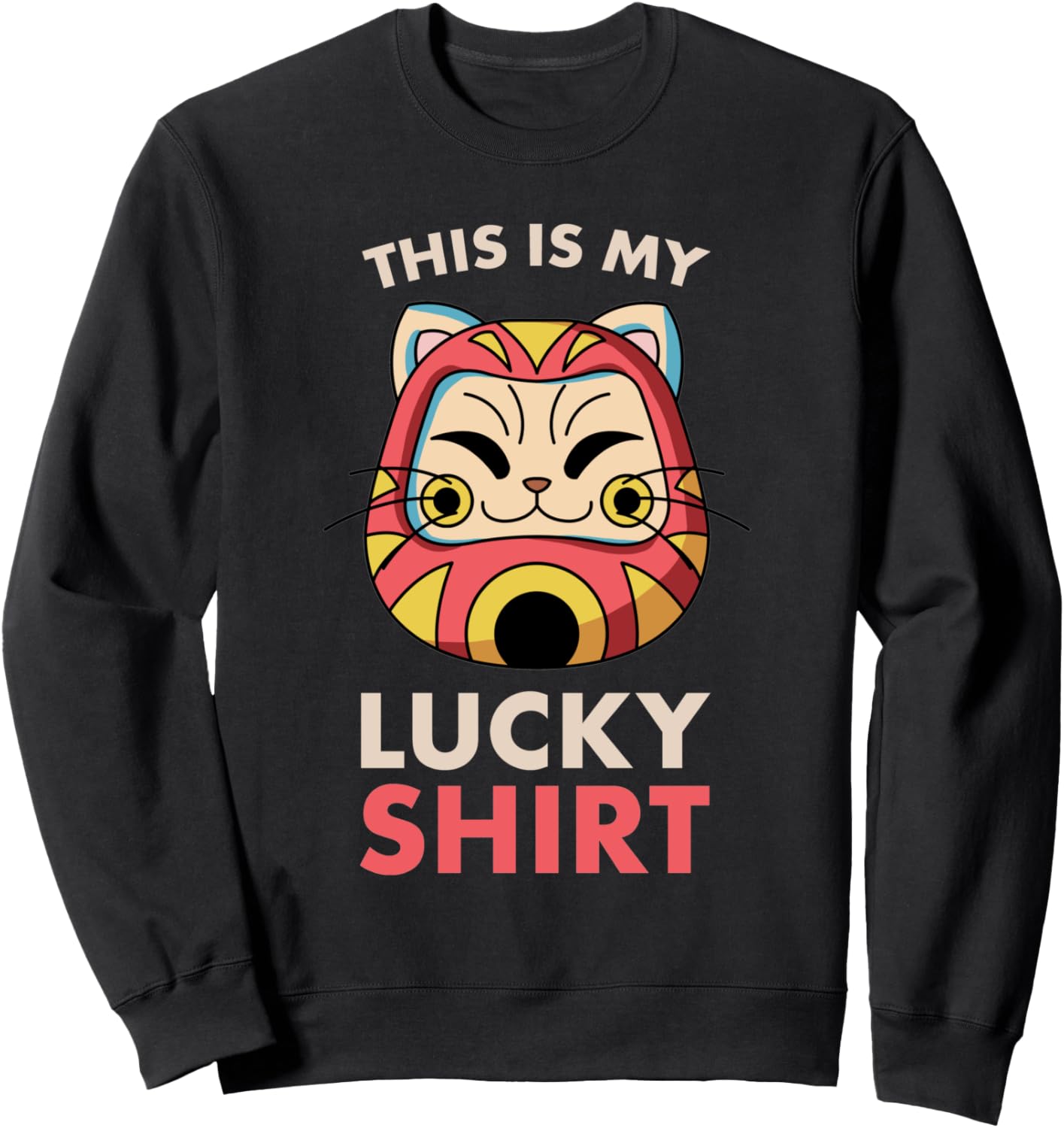 

Футболка Maneki Neko My Lucky Shirt Japanese Daruma is Koroda, Kawaii Swetshirt, черный Japanese Aesthetics Traditional Japanese Clothing