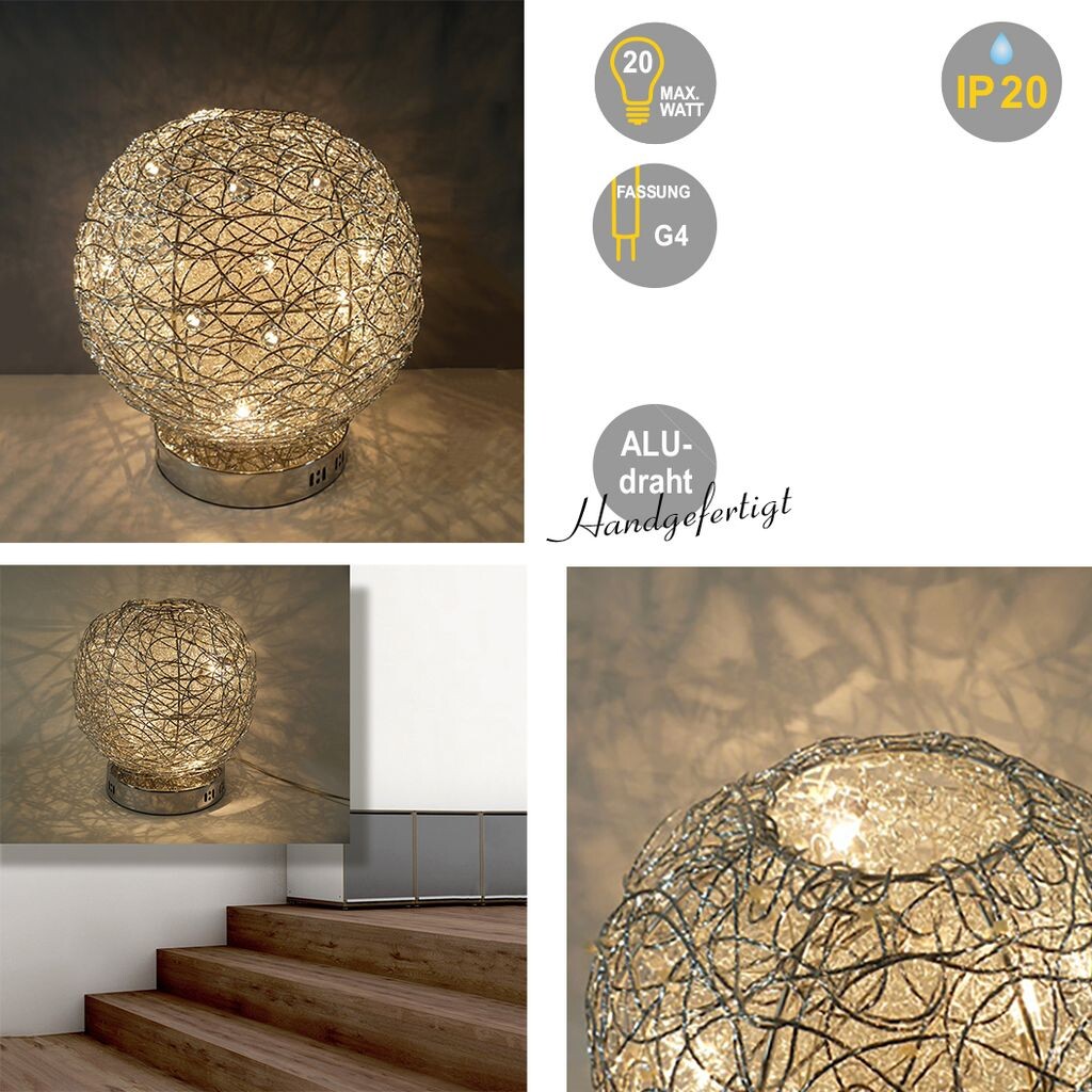 

Современная настольная лампа Alissa ball lamp декоративная лампа: галогенный шар 40см Dapo Leuchten, серебро
