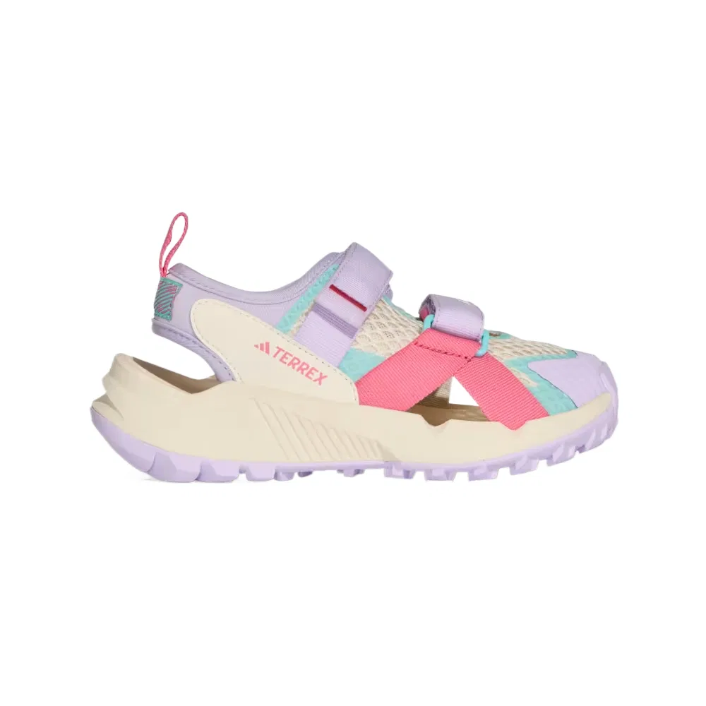 Детские сандалии Terrex Hydroterra Textile, Synthetic Leather Quick Dry Cushioning Slip Resistant Low top Adidas, Cream White/Glitter Blue/Pink Fusion — фото 3