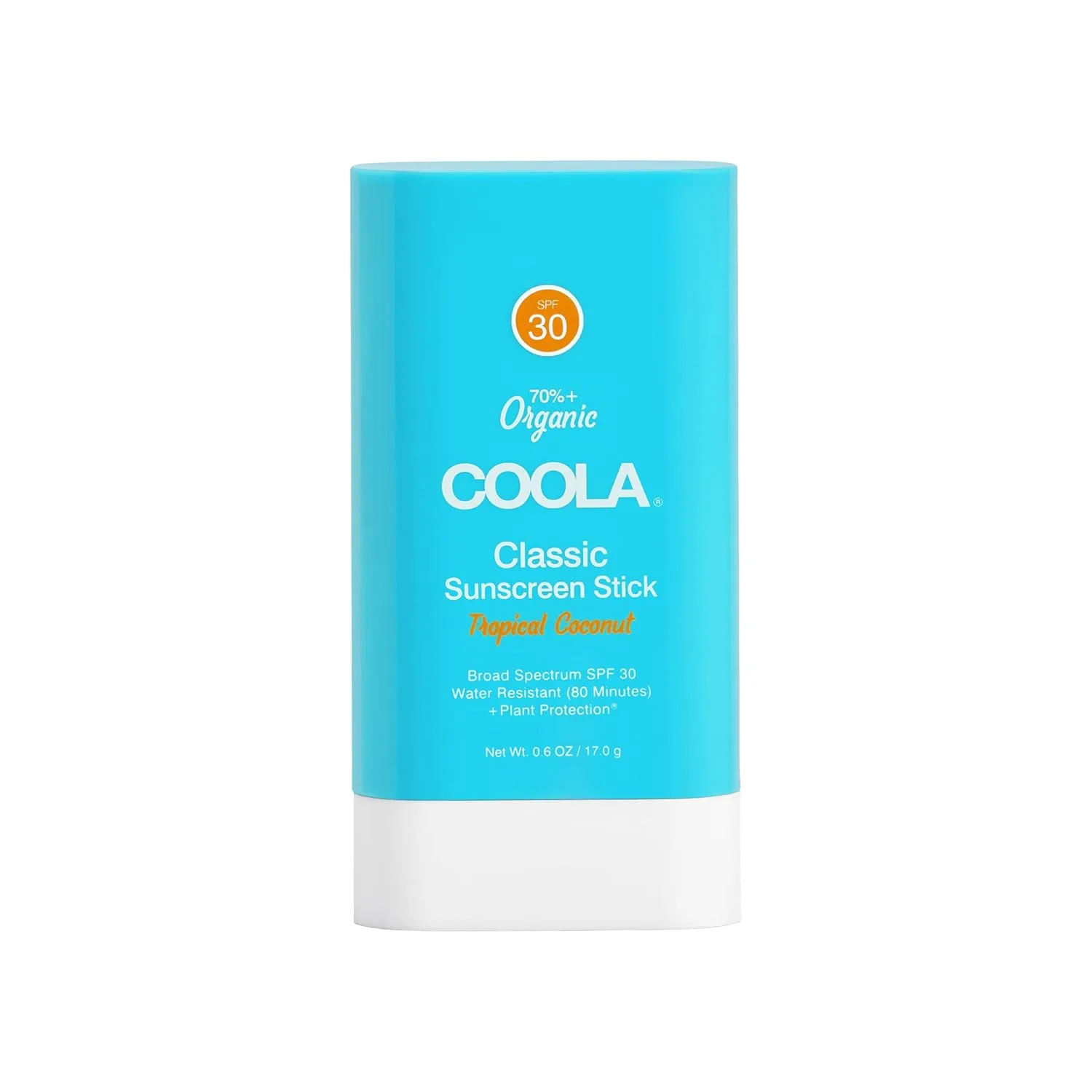 COOLA Organic Face Sunscreen SPF 30 Sunblock Lotion Stick, дерматологически протестирован, ежедневная защита, Vegan и Gluten Free, Tropical Coconut, 0.15 Oz