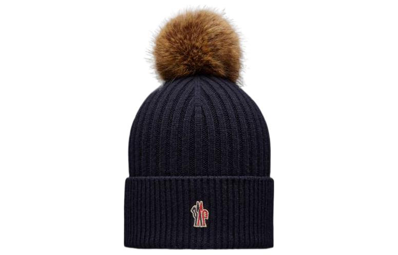 

Кашемировая шапка с вышитым логотипом и помпоном Moncler