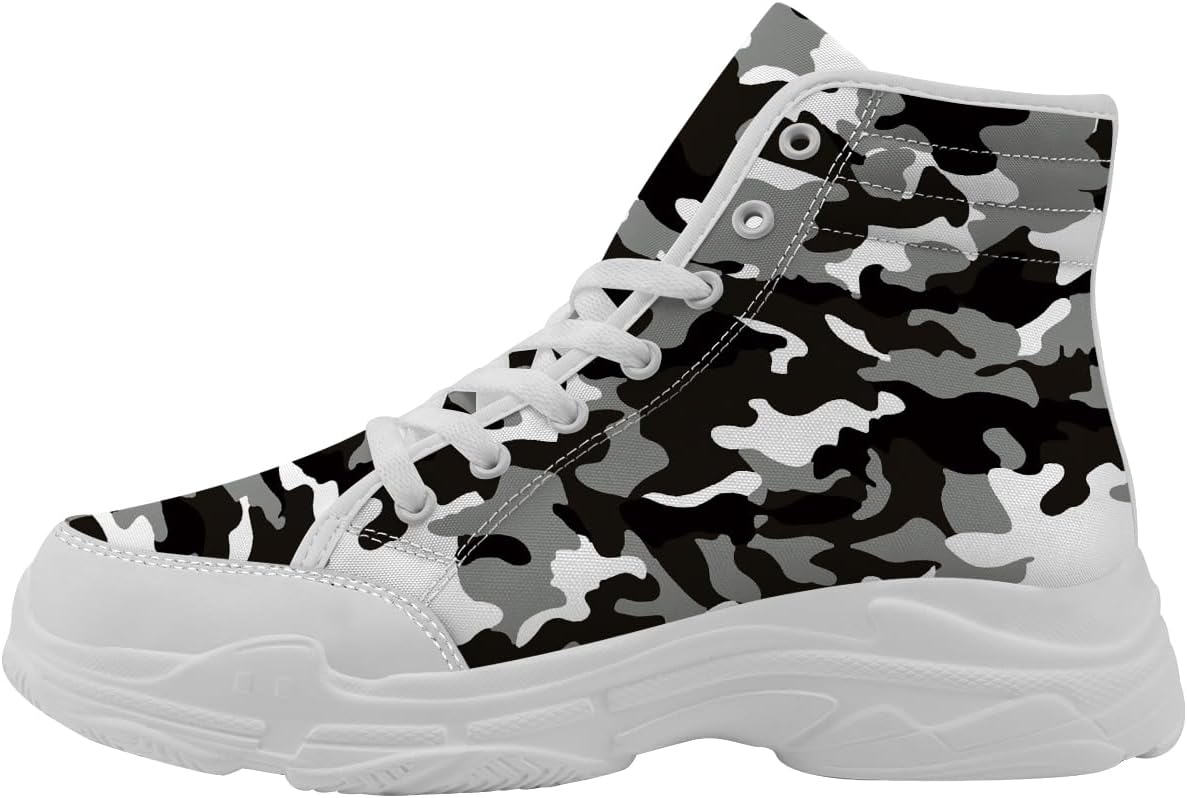 

Кроссовки на высокой платформе с камуфляжным принтом для женщин и мужчин, текстильные на шнуровке, подарок для нее и для него Generic, серый