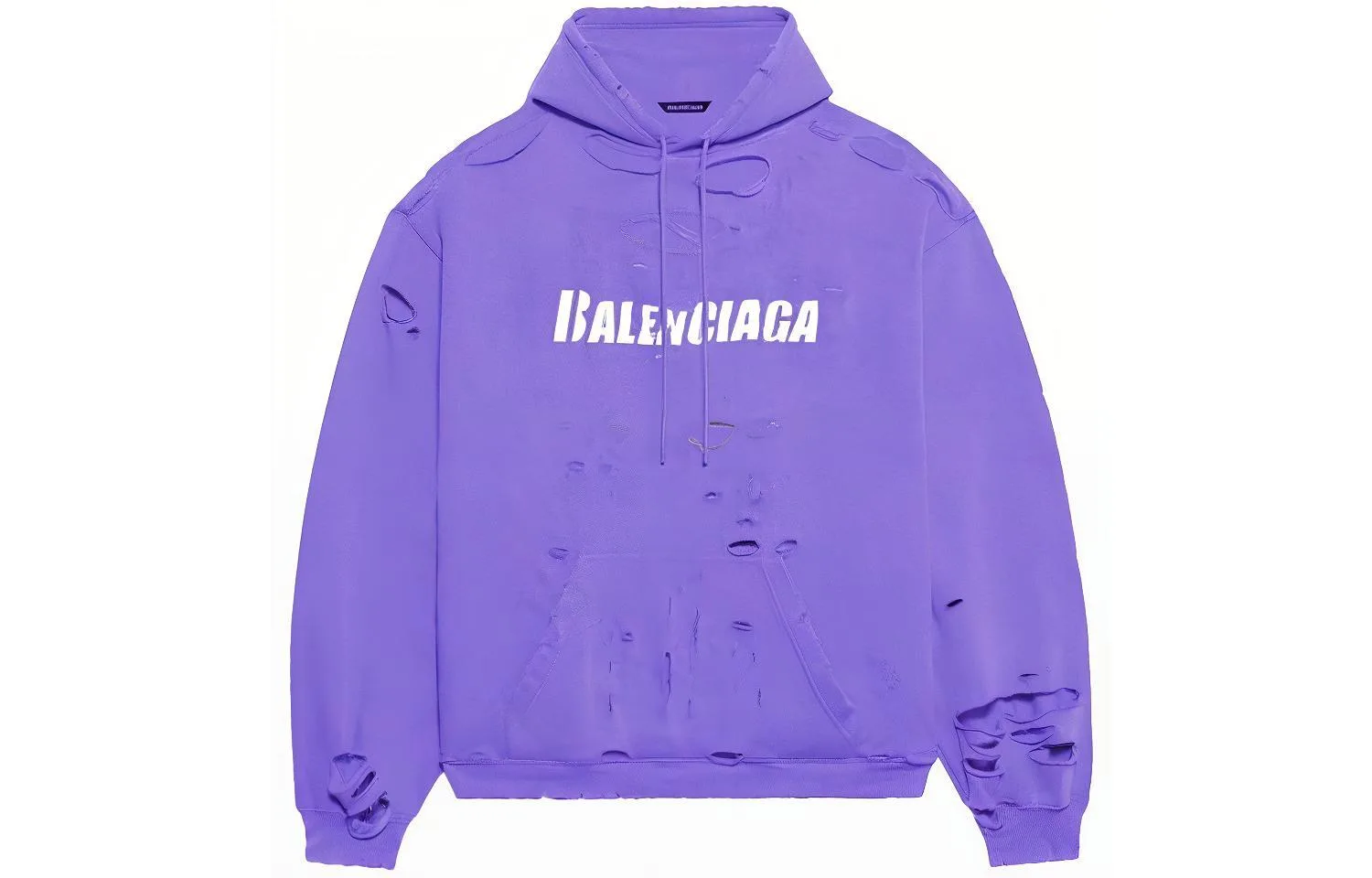 Худи оверсайз Destroyed Balenciaga, фиолетовый