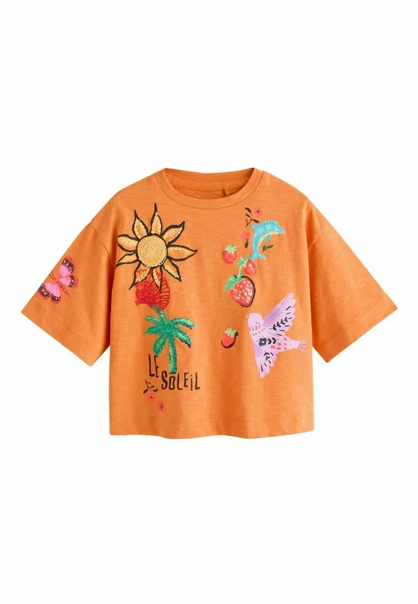 Футболка свободного кроя с вышивкой, свободного кроя, с принтом Next, Orange Soleil