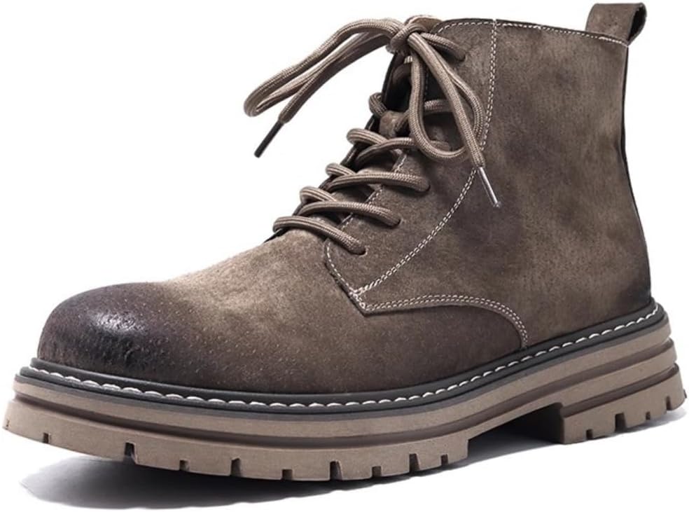 

Классические мужские ботинки на шнуровке из искусственной замши с увеличением роста на 5 см, повседневная уличная обувь с массивной подошвой Ctkvbmeoi, серый
