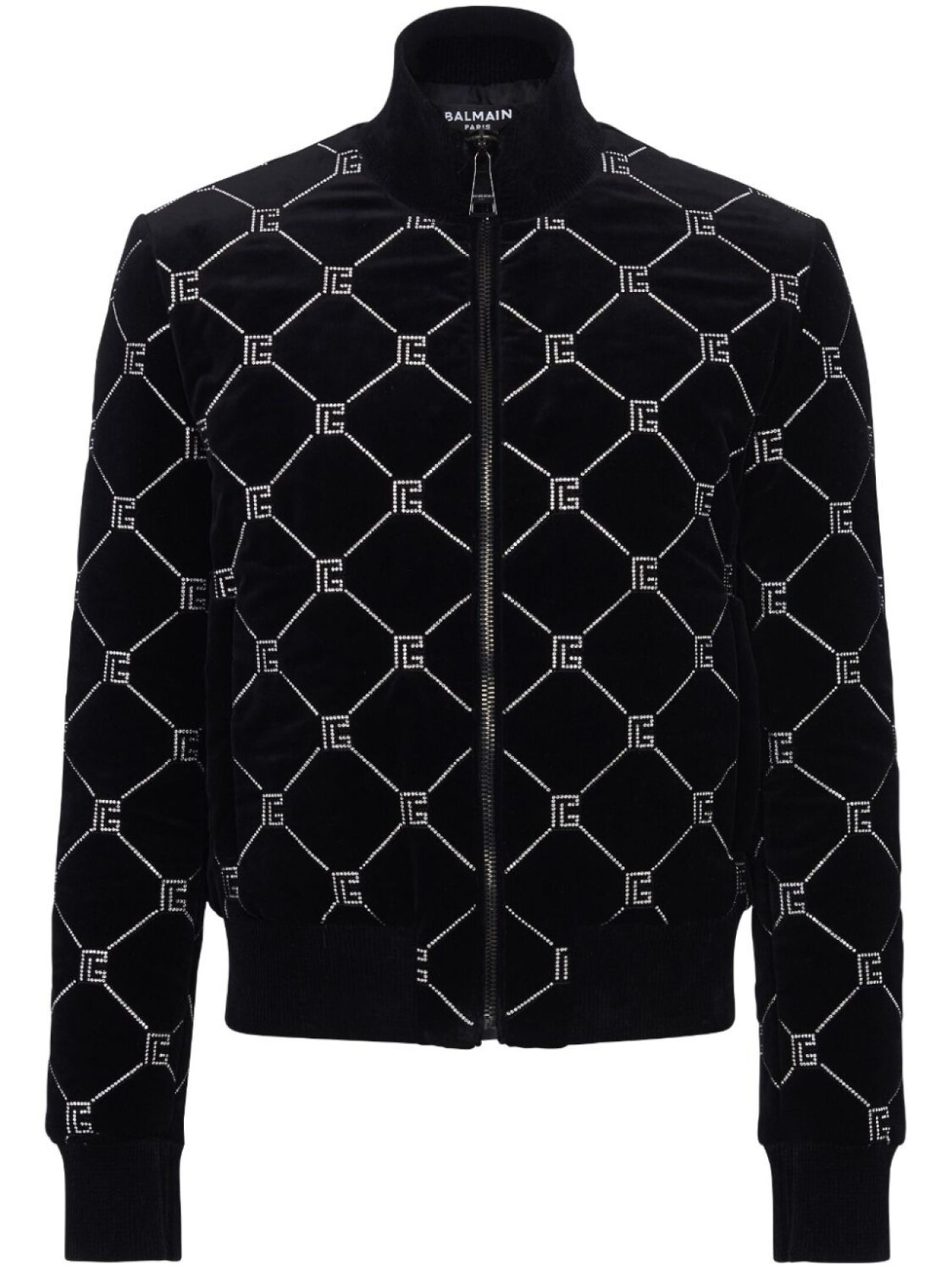 

Balmain стеганый бомбер со стразами, черный