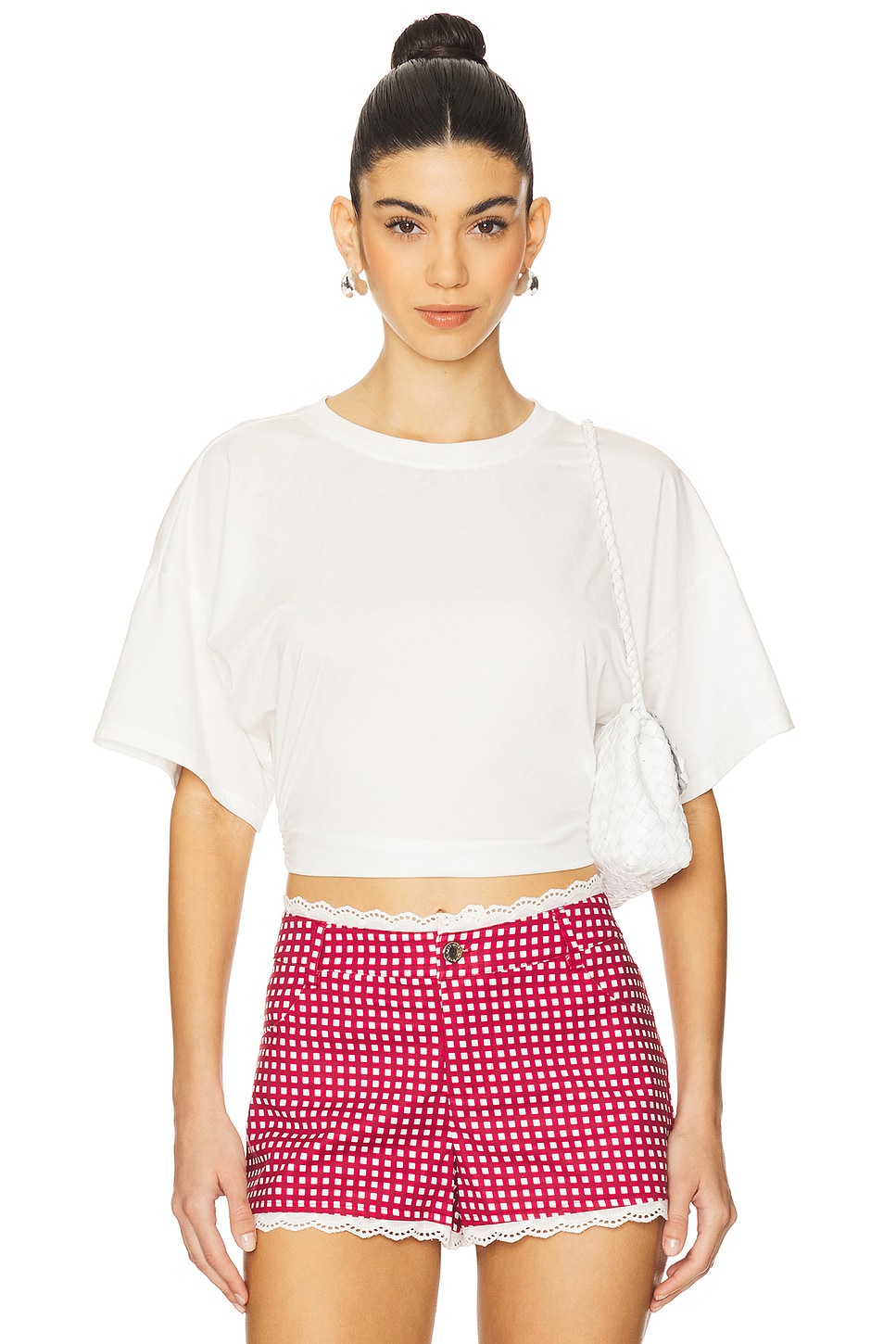 

Сборчатый укороченный топ Weworewhat, classic white
