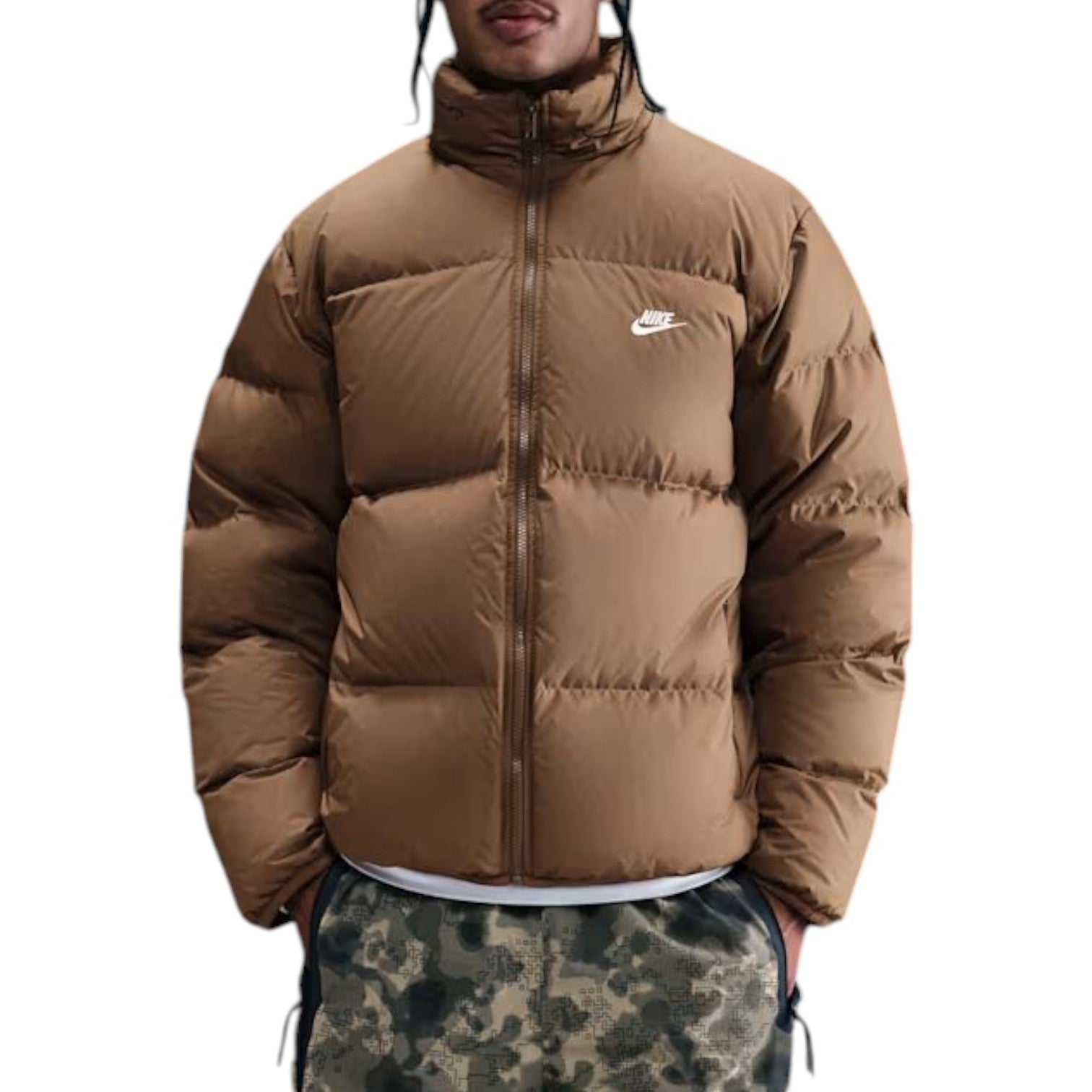Куртка Nike Sportswear Club Therma-FIT Puffer Jacket 'Mosswood Brown White' — фото 3