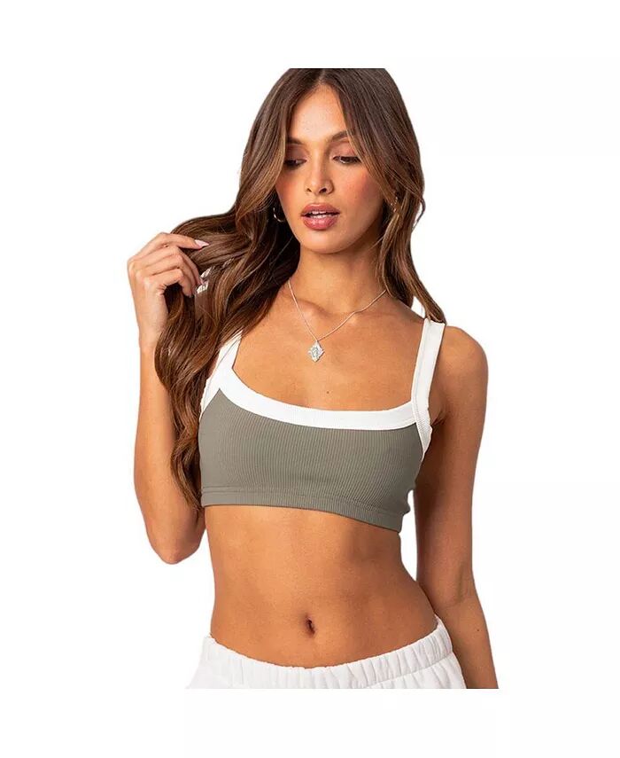 

Женский укороченный топ Sariah Ribbed Edikted, зеленый