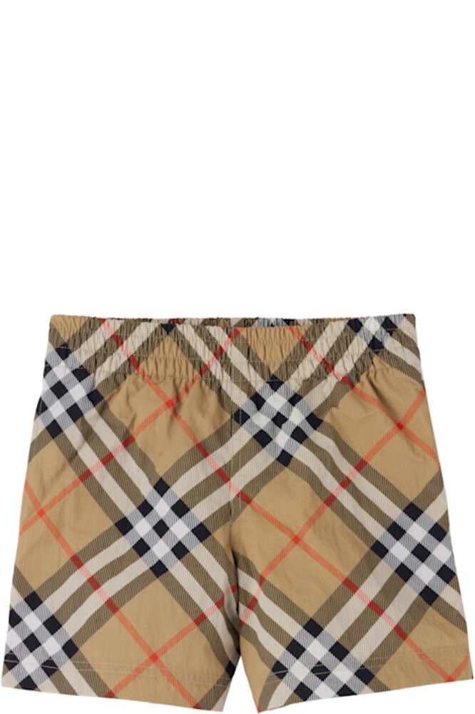 

Детские бежевые шорты для плавания в клетку Burberry