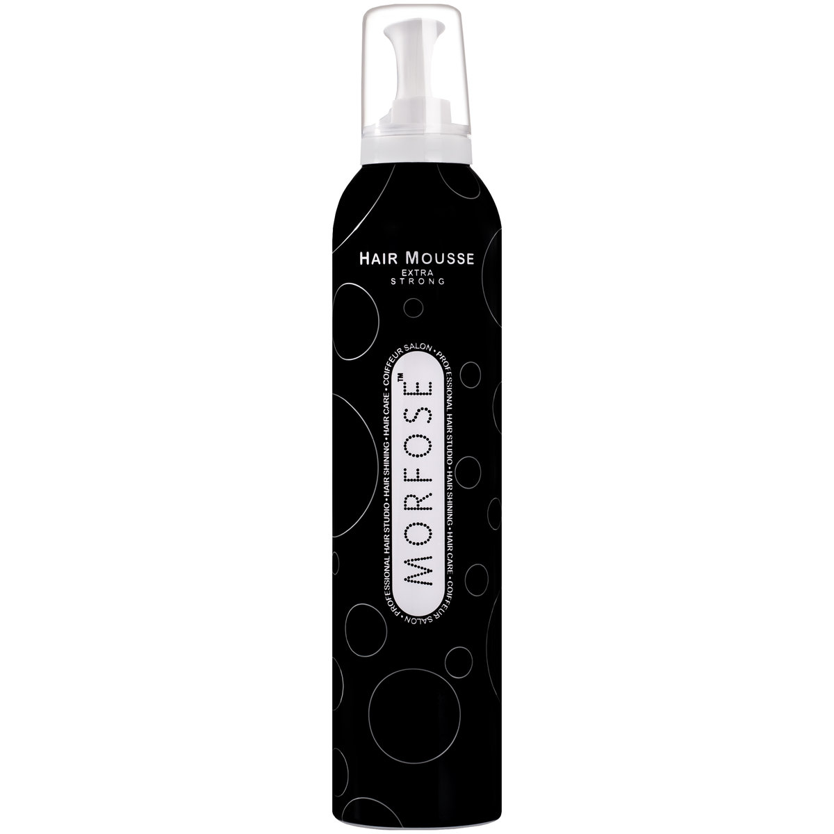 

Morfose, Extra Strong Mousse Black, Очень сильный мусс для укладки волос, блеск и дополнительный объем, 350 мл