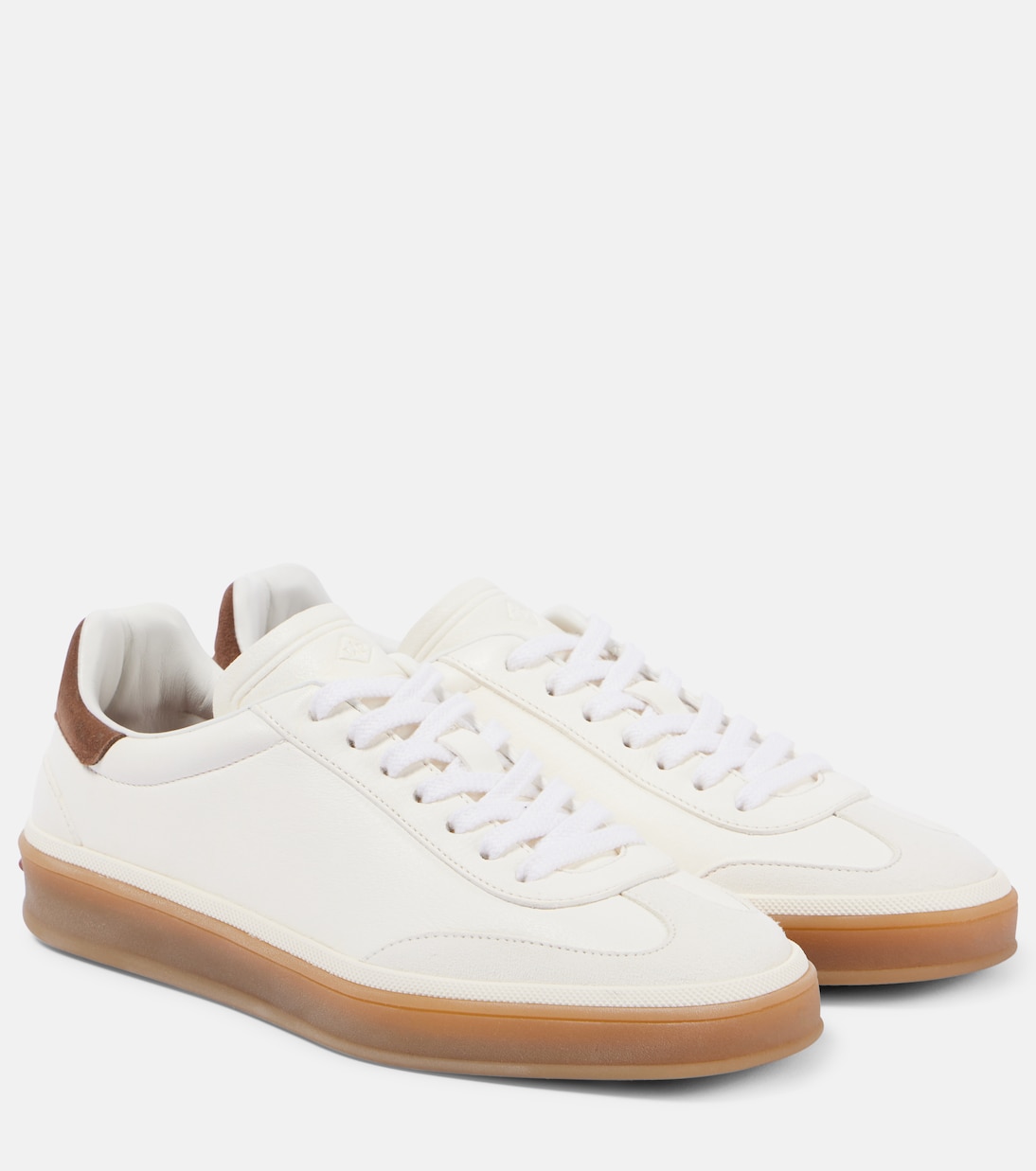 Кроссовки Tennis Walk из кожи с замшевой отделкой Loro Piana, белый