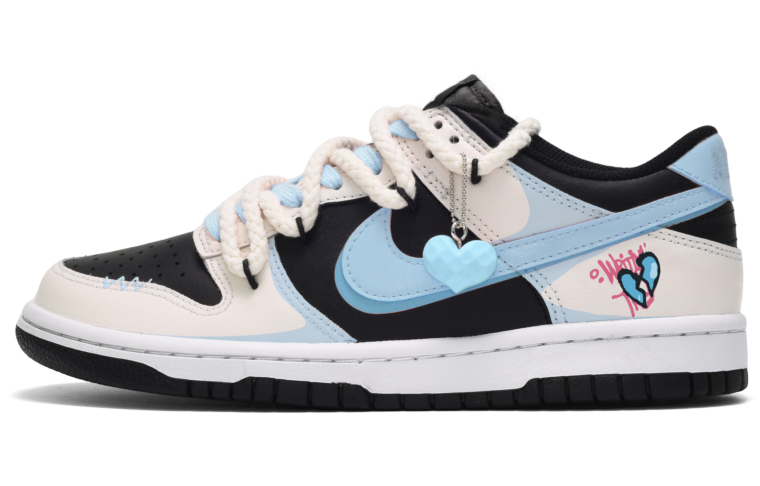 

Кроссовки Nike Dunk Skateboarding Shoes Men Low-top Black/Blue, черный/синий