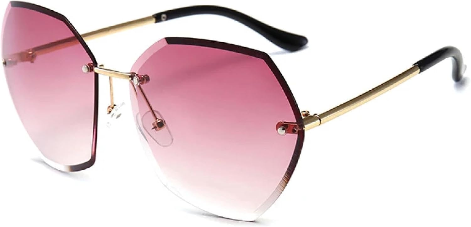 

Винтажные роскошные солнцезащитные очки Polygon без оправы для женщин и мужчин, модный тренд, панк, для отдыха на природе, летних путешествий, защита от УФ-излучения UV400 TKKTLLT, Gold Gradient Purple