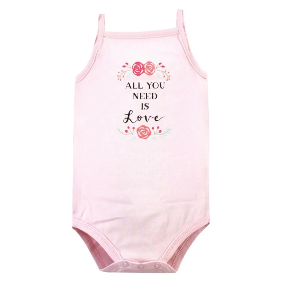 Хлопковые боди без рукавов Hudson Baby, розовый happy camper — фото 4