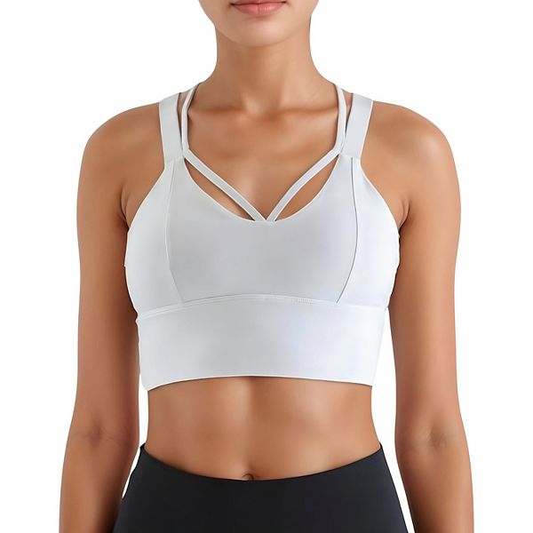 

Женский спортивный топ с v-образным вырезом, широкими бретелями и мягкой эластичной тканью Anna-Kaci, White