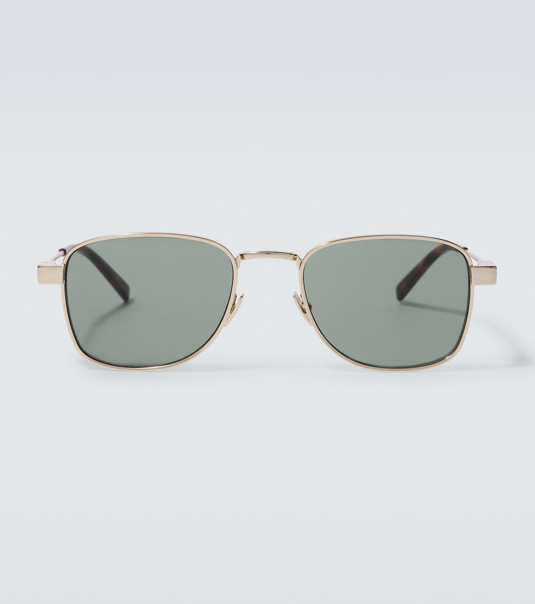 

Гипер Rimlock прямоугольные солнцезащитные очки Saint Laurent, Gold-Gold-Green