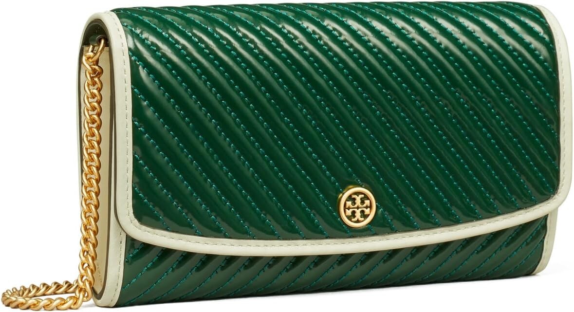 

Сумка Robinson Patent Puffy Quilted Chain Wallet Tory Burch, цвет Pine Tree