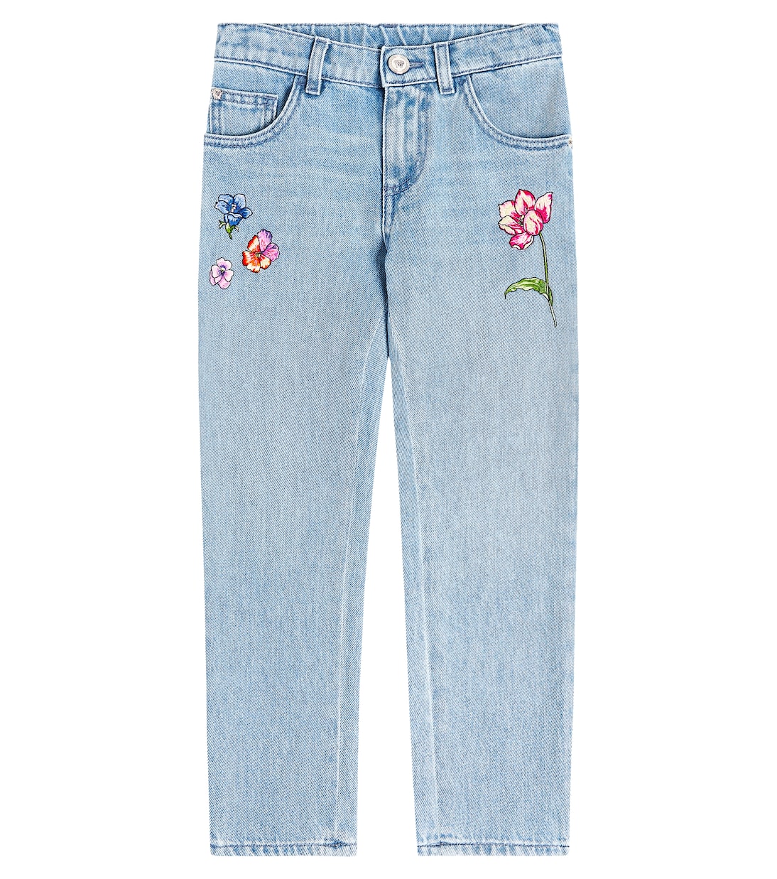 

Зауженные джинсы с цветочной вышивкой Versace Kids, Blu Chiaro+Multicolor