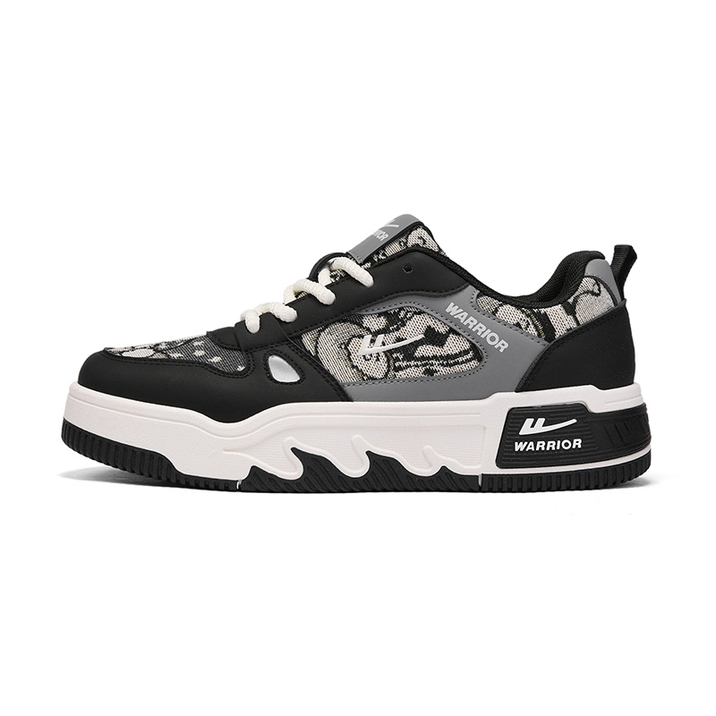 

Мужские низкие скейтборд-кроссовки Abrasion Resistant Lightweight Height Increasing WARRIOR, черный rice серый