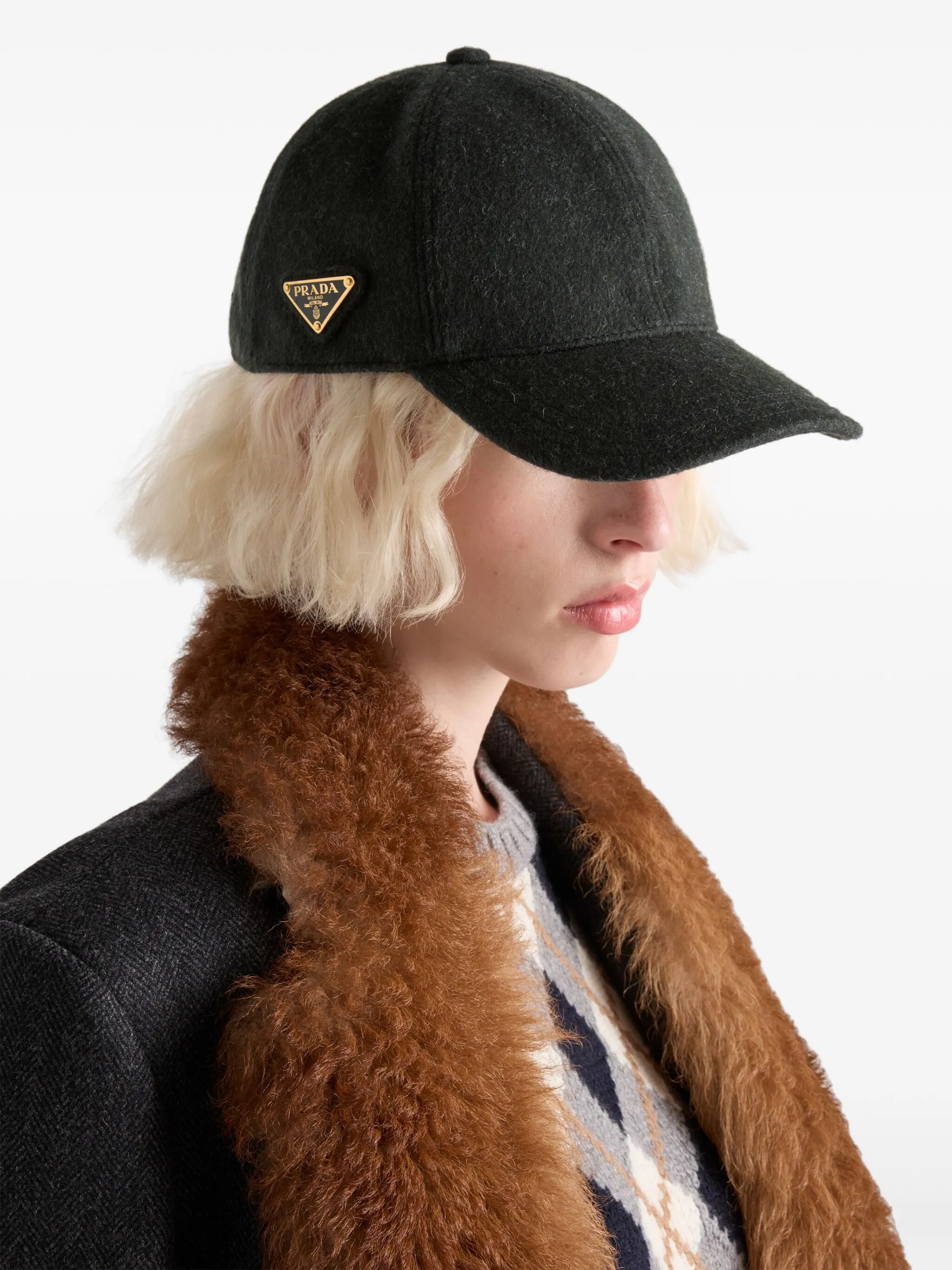Кепка из вирджинской шерсти Prada, зеленый — фото 3