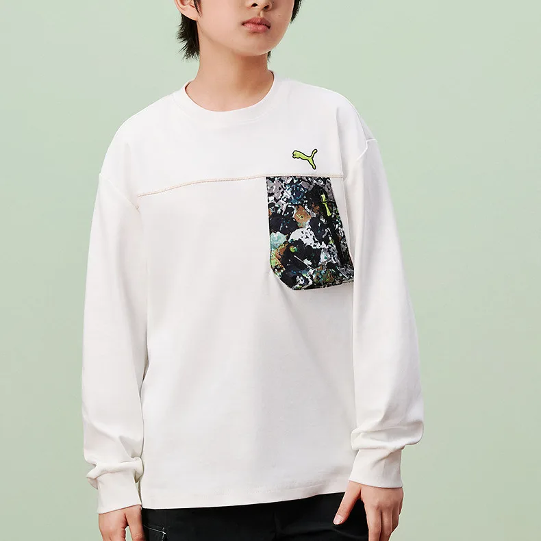 Футболка для детей Crew Neck Moderate PUMA, raw белый 10101 — фото 3