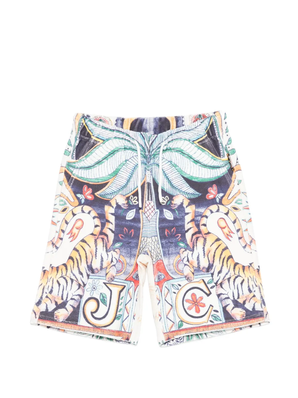 

Шорты с графическим принтом и кулиской Roberto Cavalli Junior, бежевый
