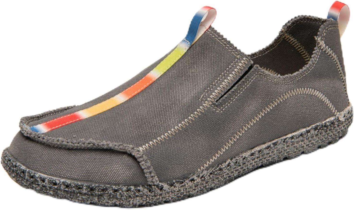 

Мужские тканевые лоферы-пенни, модные слипоны для прогулок с радужными петлями, нескользящей мягкой подошвой, для улицы, вождения, ходьбы, отдыха, винтажные плоские лодочные туфли Dacnakby, серый