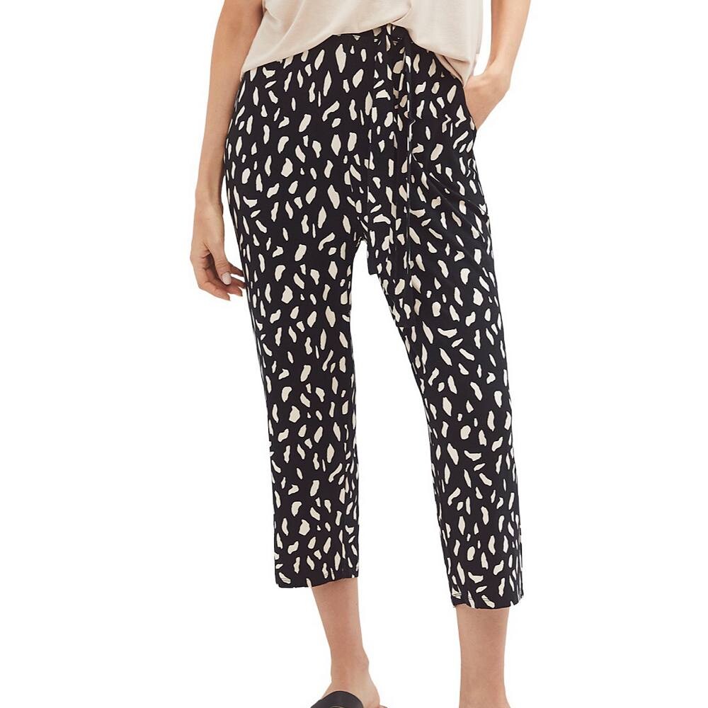 

Женские капри больших размеров Ellos с завязкой спереди, цвет Black Ivory Print