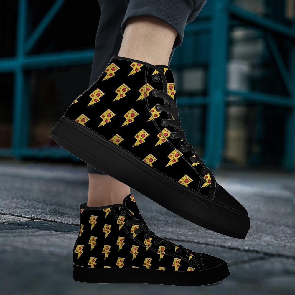 Кеды chebing Pizza High Top на высокой подошве для мужчин и женщин, высокие кроссовки на шнуровке, повседневная обувь, подарок для парня или девушки, черный/желтый — фото 2