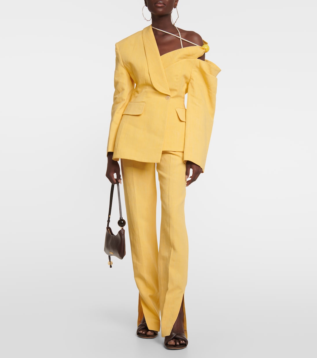 Блейзер La Veste Baska из смесового льна Jacquemus, желтый — фото 2