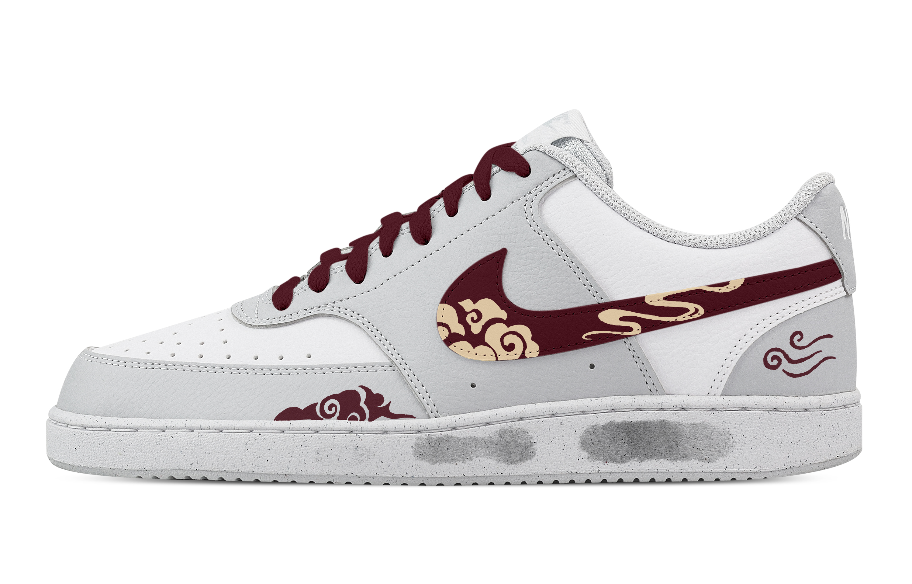 

Nike Кроссовки Court Vision Cloudwood 2, износостойкие, низкие, для скейтбординга, мужские, белые, красные