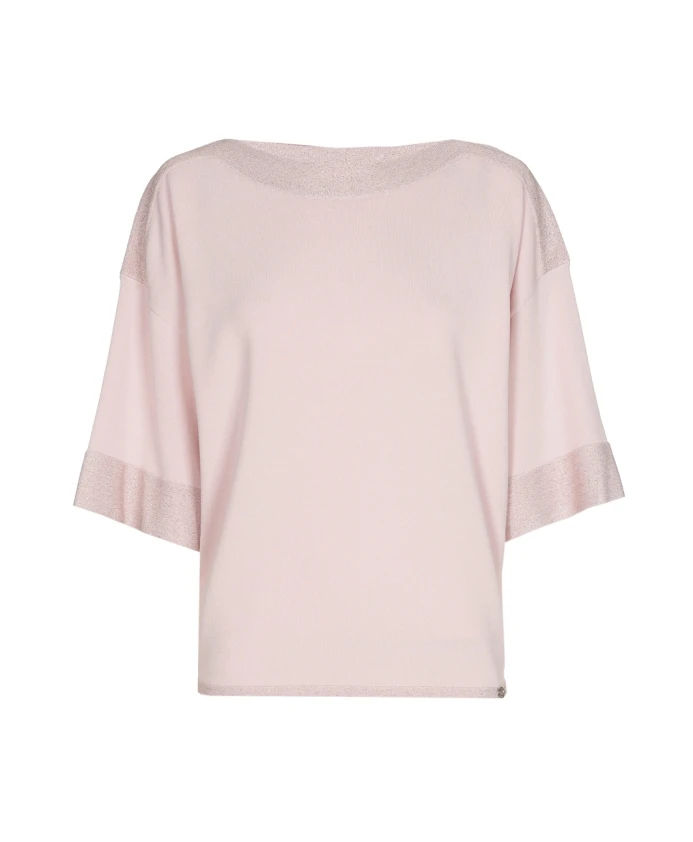 

Розовый свитер с вырезом-лодочкой и люрексом Marie Mãro, розовый