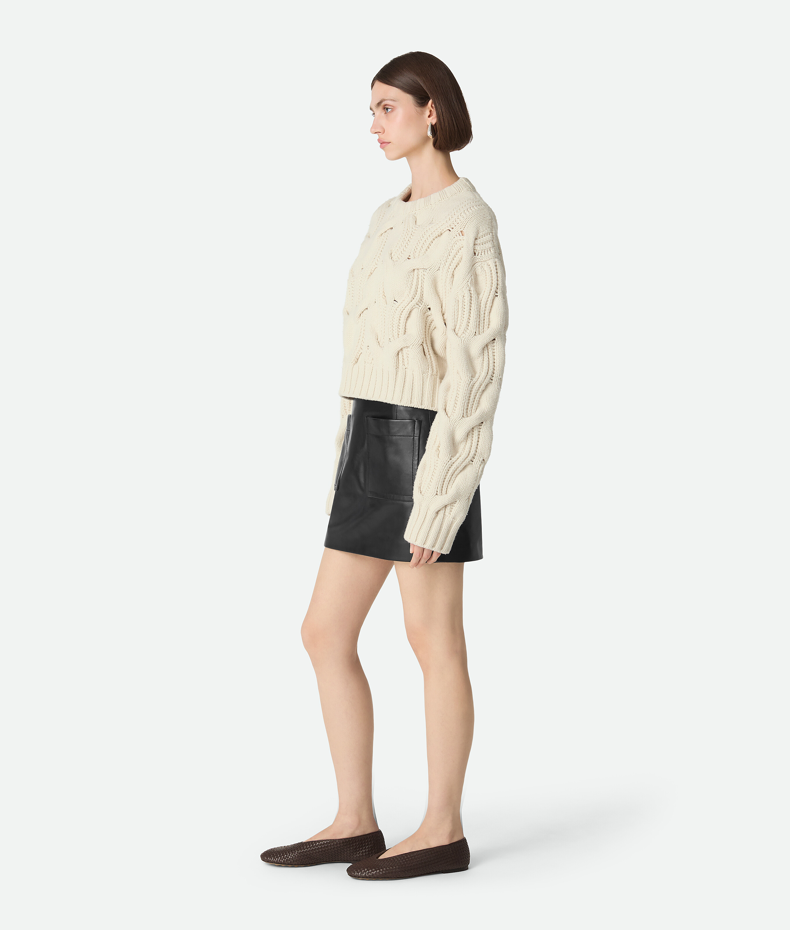 Leather skirt BOTTEGA VENETA, черный — фото 2