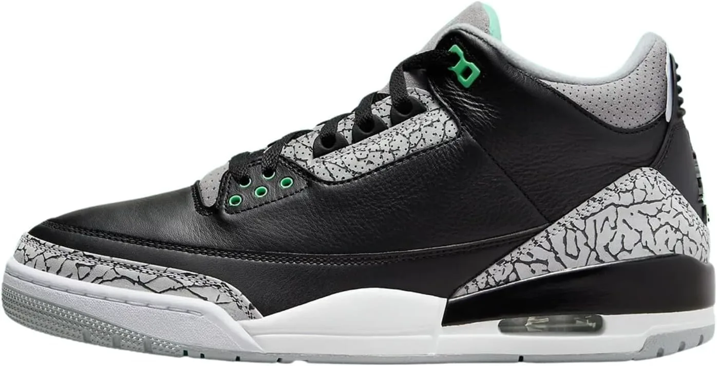Мужские кроссовки Nike Air Jordan 3 Retro, черный/зеленый/серый — фото 3